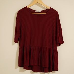 ROOLEE burgundy flare top